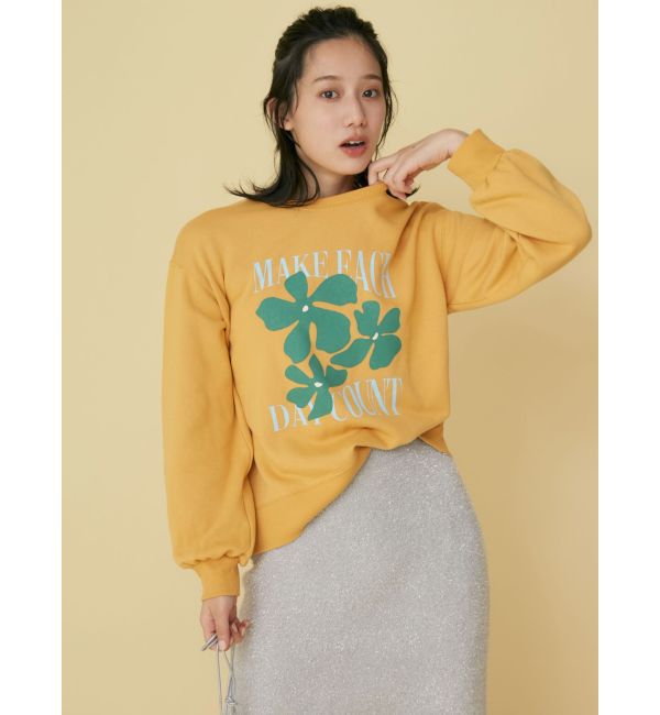 Ungrid「【WEB限定】フラワープリントスウェット」|スウェット・ジャージ|イエロー