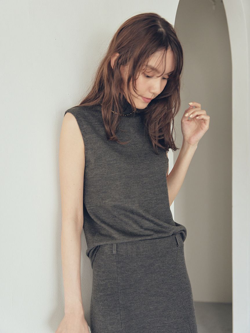 Mila Owen「【セットアイテム】ハイネックノースリニットナロースカートSET」|ワンピース|