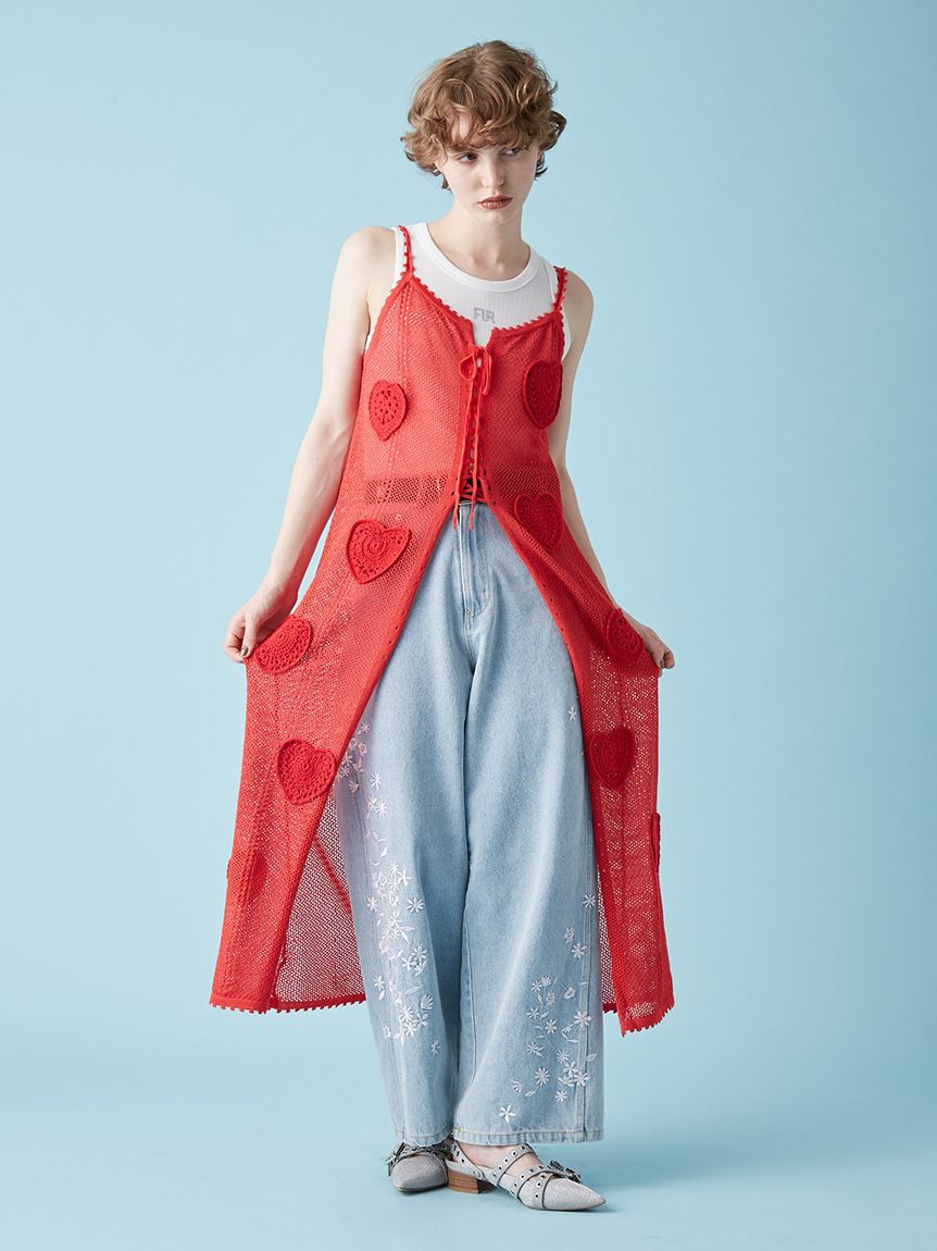 FURFUR「フラワー刺繍デニムパンツ」|デニム|