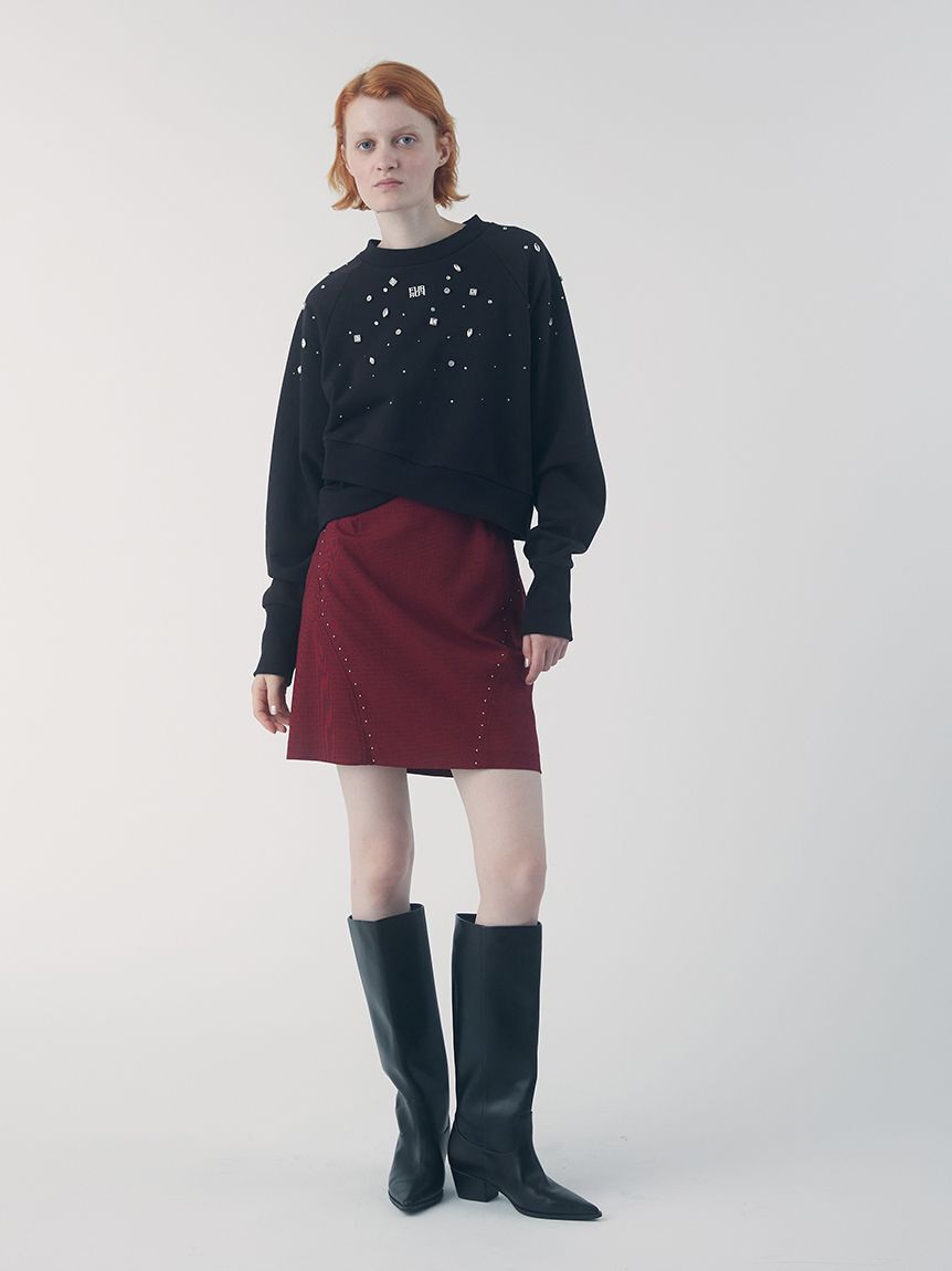 FURFUR「ビジュー付きロゴ刺繍スウェット」|スウェット・ジャージ|