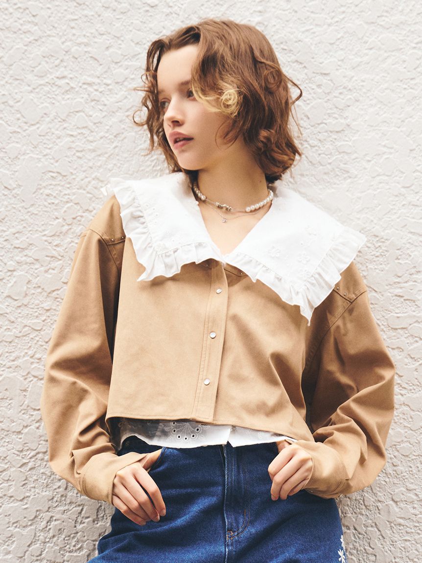 FURFUR「スタッズデザインシャツジャケット」|シャツ・ブラウス|BEG