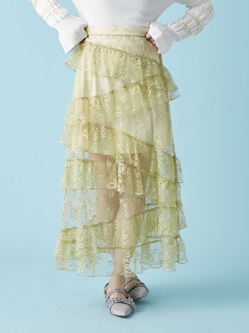 FURFUR「ティアードレーススカート」|スカート|LIME