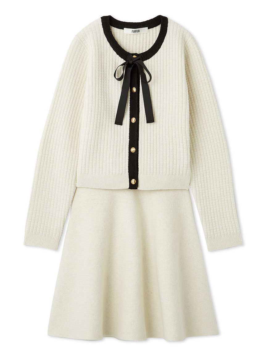 FURFUR「【WEB・一部店舗限定カラー】ボウタイトリムニットセットアップ」|ワンピース|