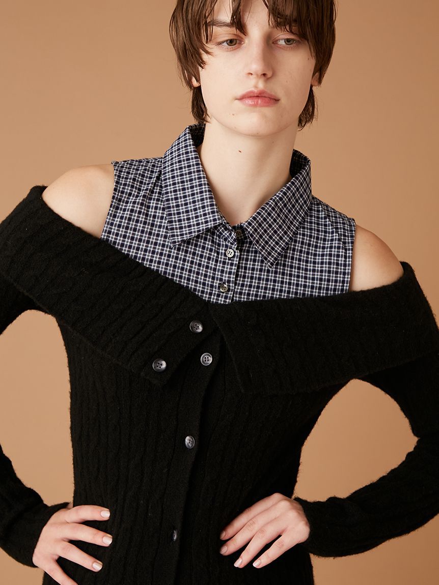 FURFUR「オフショルレイヤードニット」|ニット・セーター|