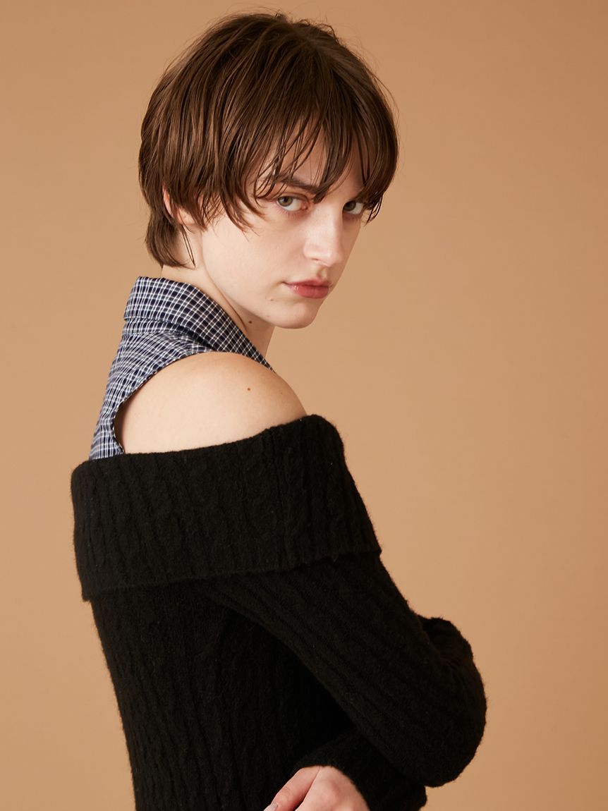 FURFUR「オフショルレイヤードニット」|ニット・セーター|