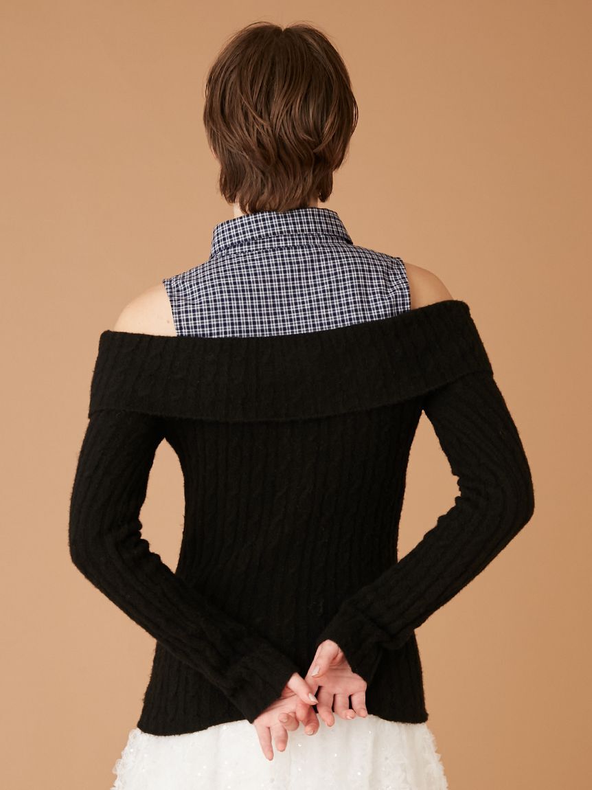 FURFUR「オフショルレイヤードニット」|ニット・セーター|