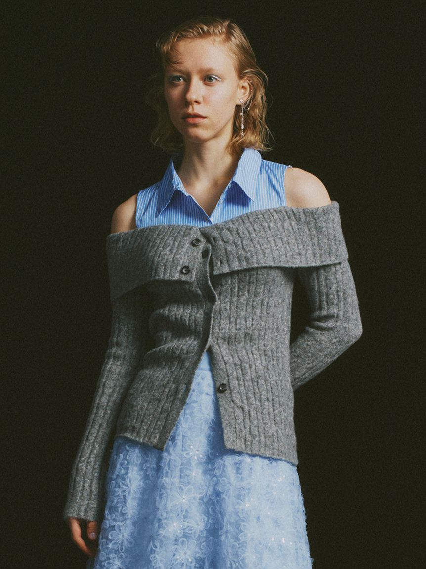 FURFUR「オフショルレイヤードニット」|ニット・セーター|GRY