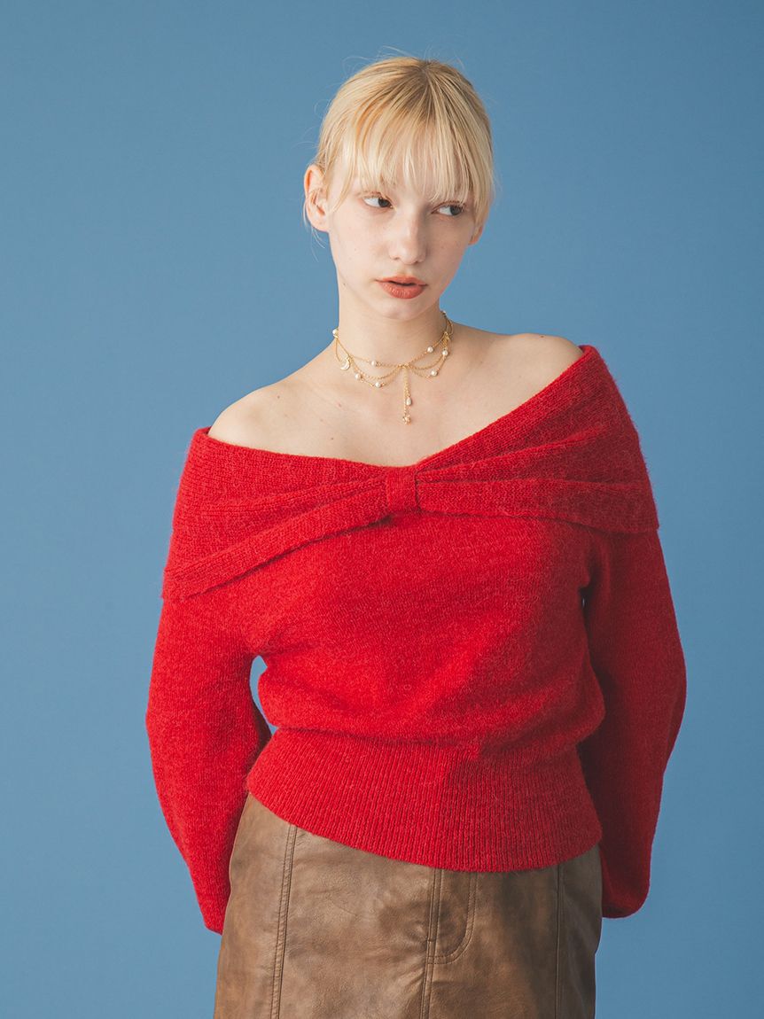 FURFUR「リボンモヘアニットトップス」|ニット・セーター|