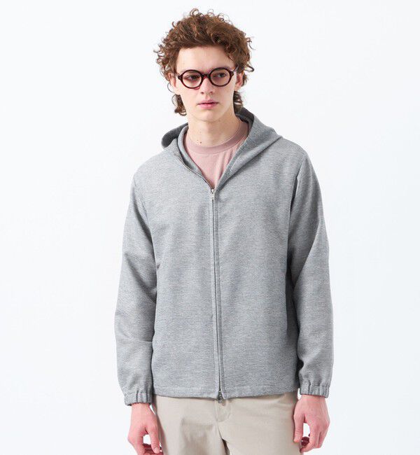 MACKINTOSH PHILOSOPHY「テーラードジャージー フーデッドパーカー 杢カラミストレッチ」|ブルゾン・スタジャン|ライトグレー