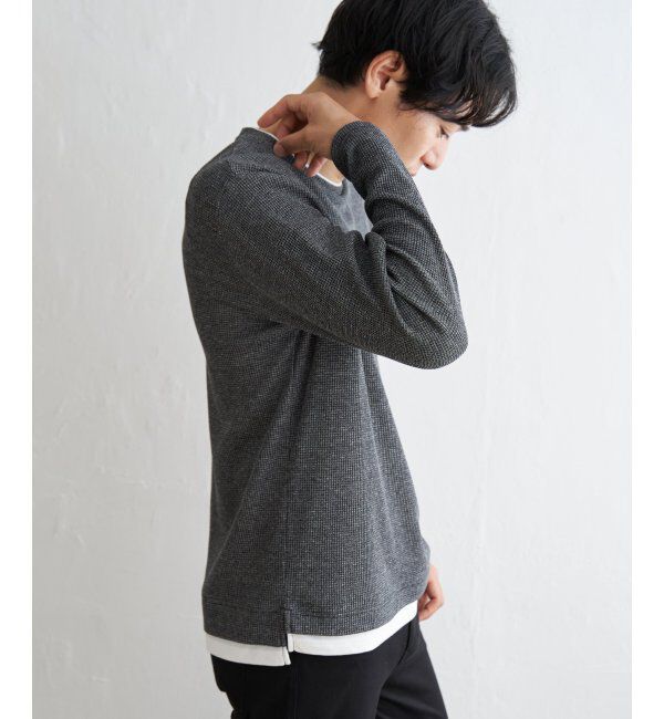 ikka「メランジワッフルフェイクロンT」|Tシャツ・カットソー|