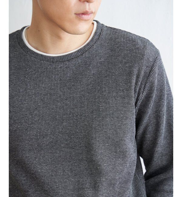 ikka「メランジワッフルフェイクロンT」|Tシャツ・カットソー|