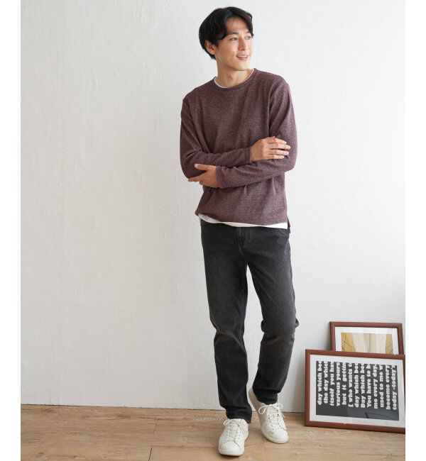 ikka「メランジワッフルフェイクロンT」|Tシャツ・カットソー|