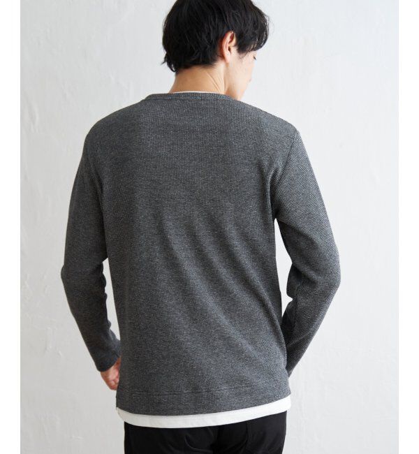 ikka「メランジワッフルフェイクロンT」|Tシャツ・カットソー|