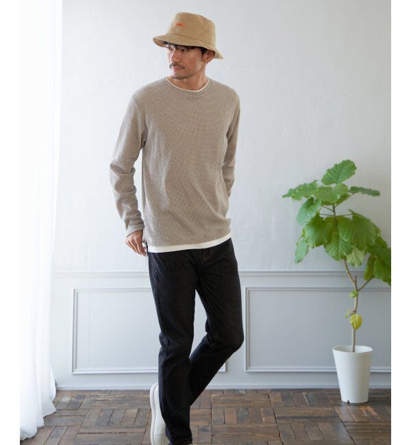 ikka「メランジワッフルフェイクロンT」|Tシャツ・カットソー|