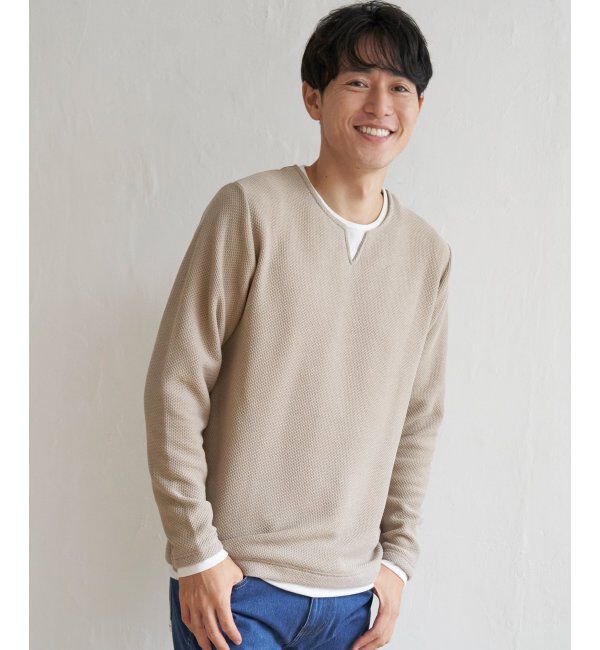 ikka「ワッフルキーネックレイヤード」|Tシャツ・カットソー|