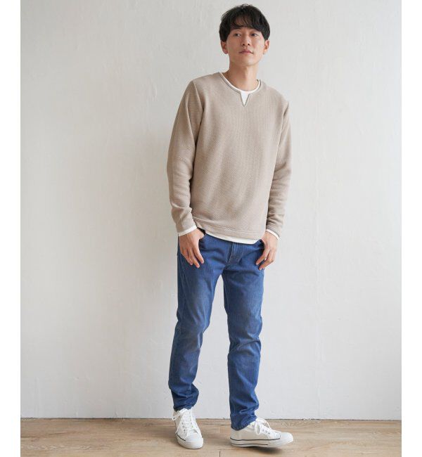 ikka「ワッフルキーネックレイヤード」|Tシャツ・カットソー|