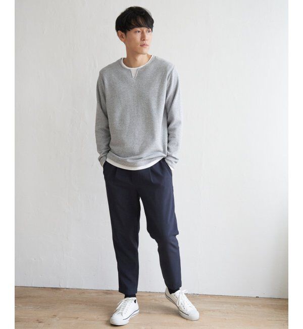 ikka「ワッフルキーネックレイヤード」|Tシャツ・カットソー|