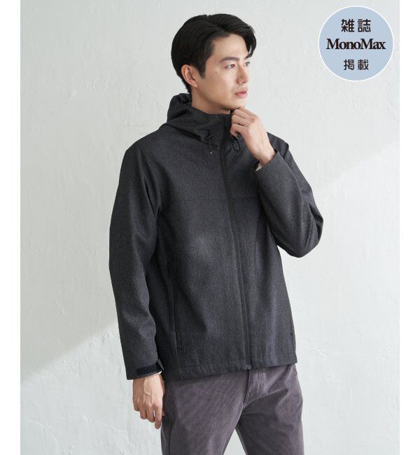 ikka「撥水メランジ ジップマウンテンパーカー」|その他|ブラック