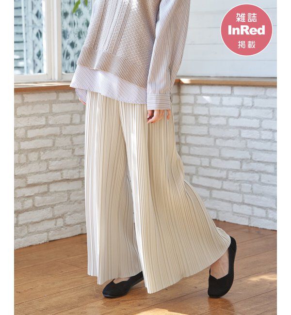 ikka「カットプリーツワイドパンツ【親子コーデ】」|その他|グレージュ