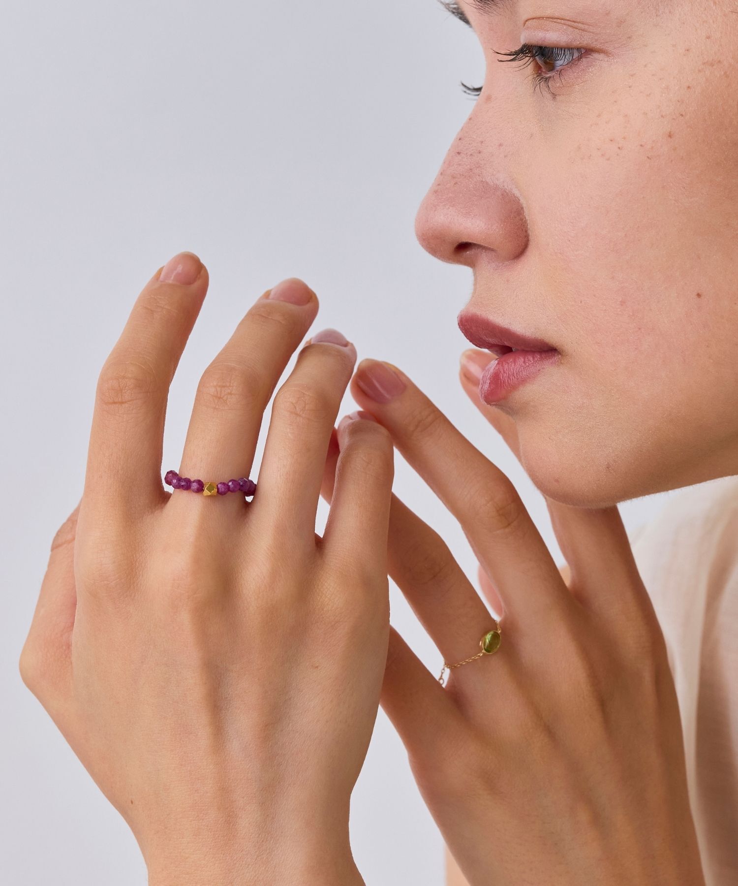 JUPITER「【SV】天然石ビーズリング/金属アレルギー対応　ルビー」|リング|