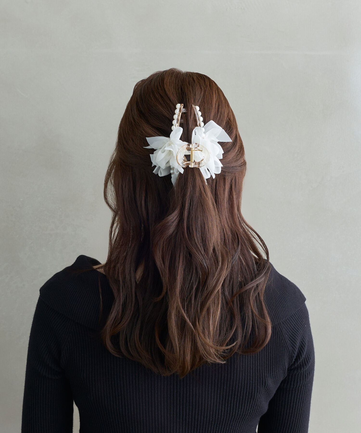 Phoebe「フリルリボンパールバンスクリップ　ホワイト」|その他|