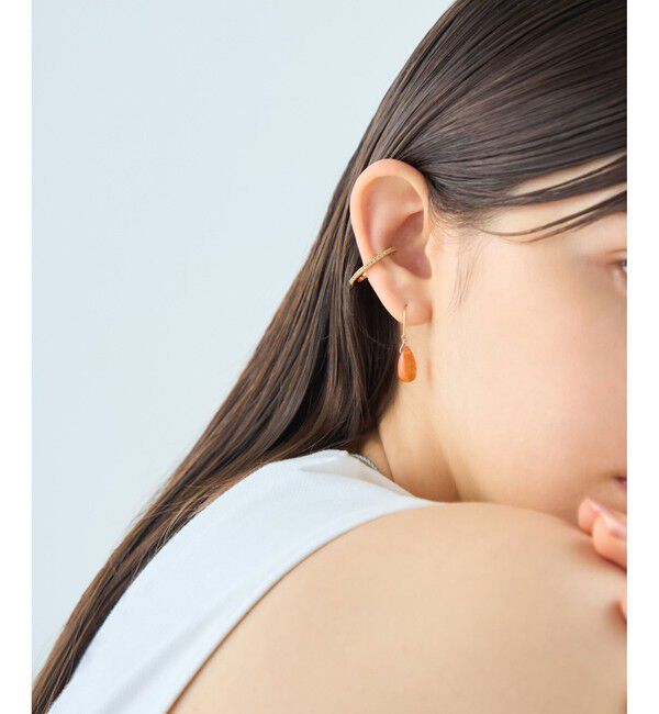 ete「[スウィングドロップ] K10 ナチュラルストーン ピアス」|ピアス|