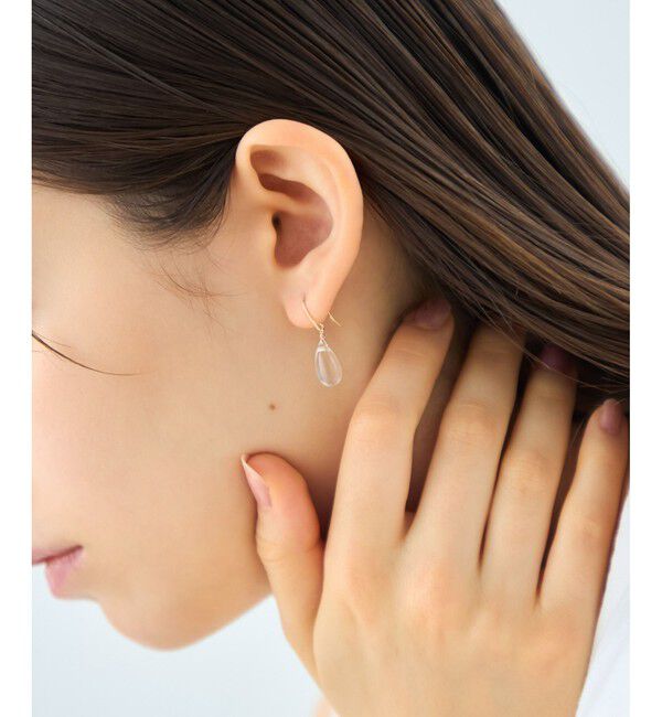 ete「[スウィングドロップ] K10 ナチュラルストーン ピアス」|ピアス|
