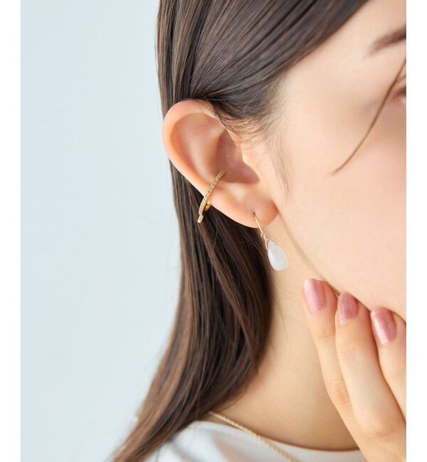 ete「[スウィングドロップ] K10 ナチュラルストーン ピアス」|ピアス|