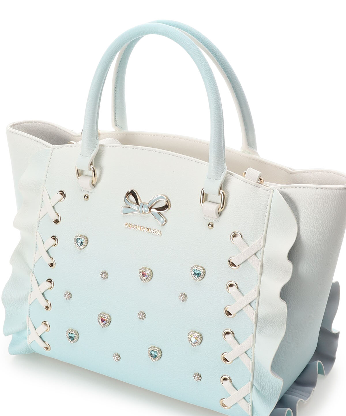 Samantha Vega「レースアップハートビジューグラデーションフラッター（小）」|ハンドバッグ|