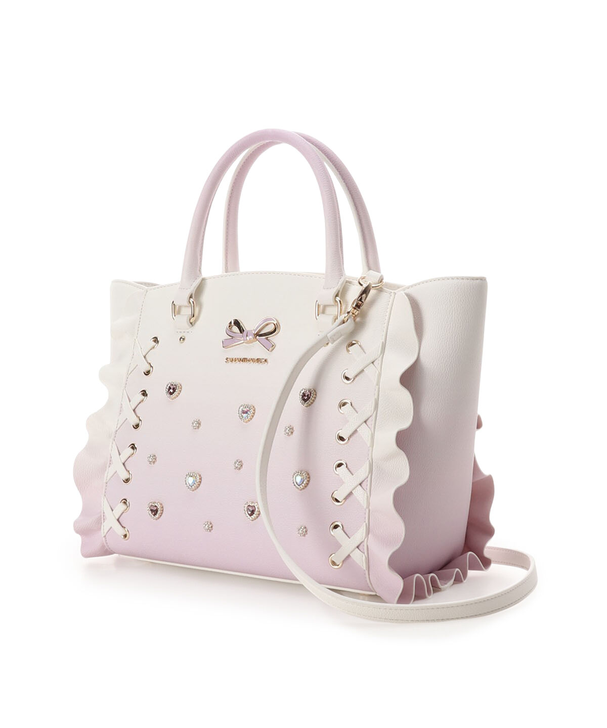 Samantha Vega「レースアップハートビジューグラデーションフラッター（小）」|ハンドバッグ|