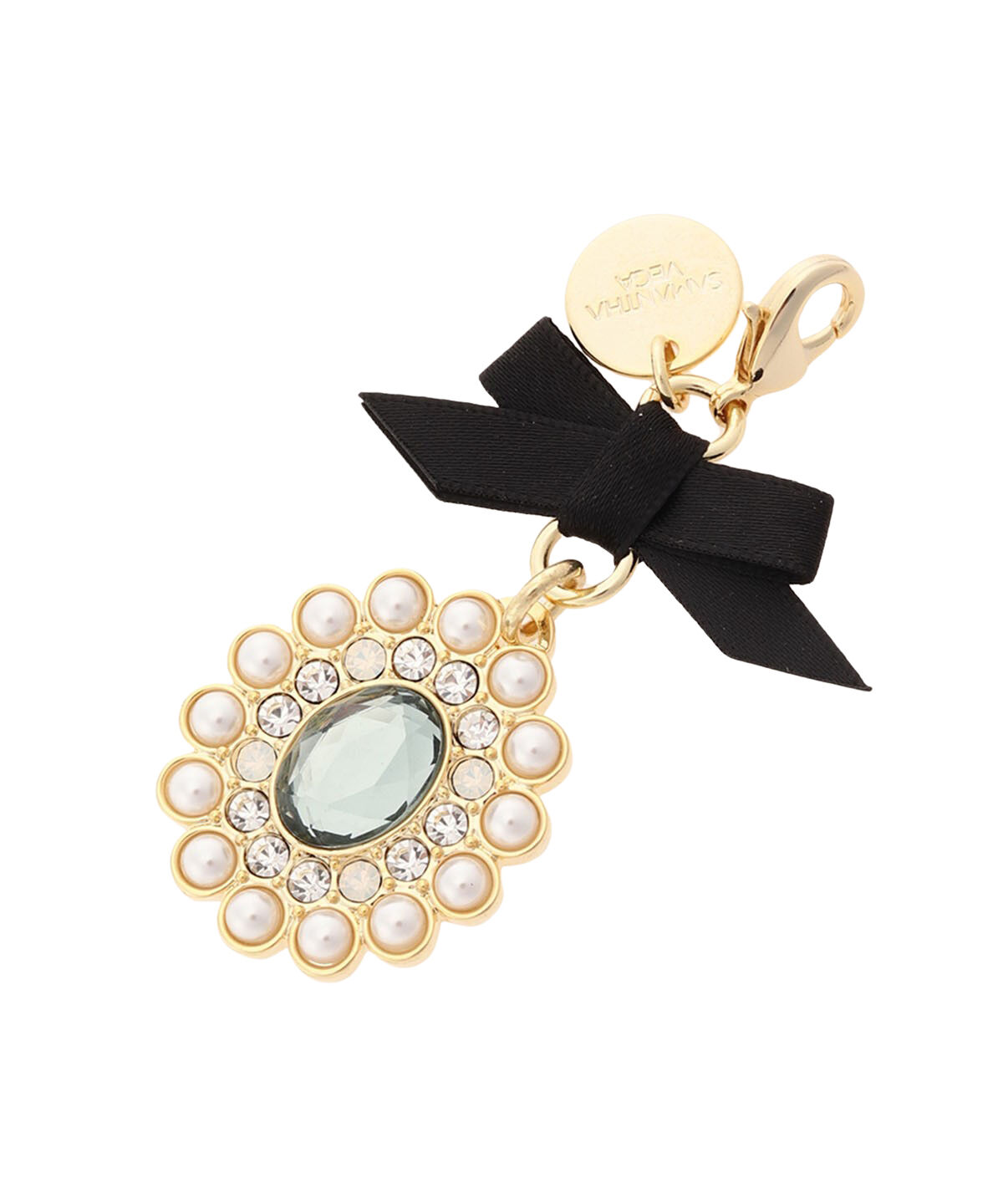 Samantha Vega「リボンカラービジューファスナーチャーム」|チャーム・キーホルダー|ブラック