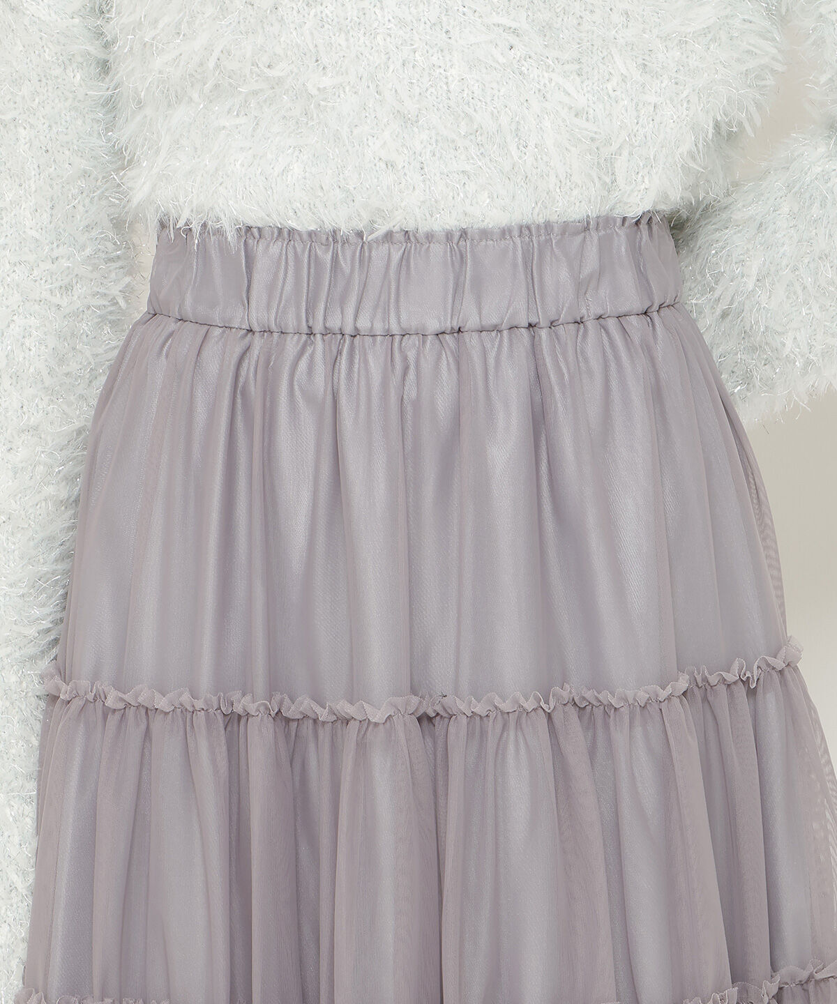 アンドクチュール「ランダムティアードチュールスカート」|フレア|