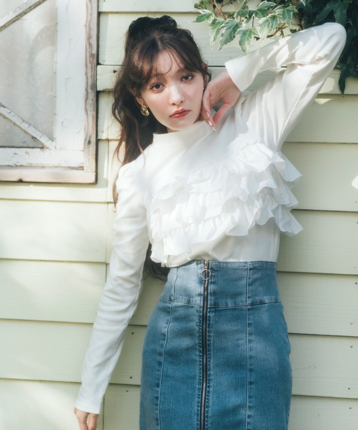 REDYAZEL「異素材フリルトップス」|Tシャツ・カットソー|