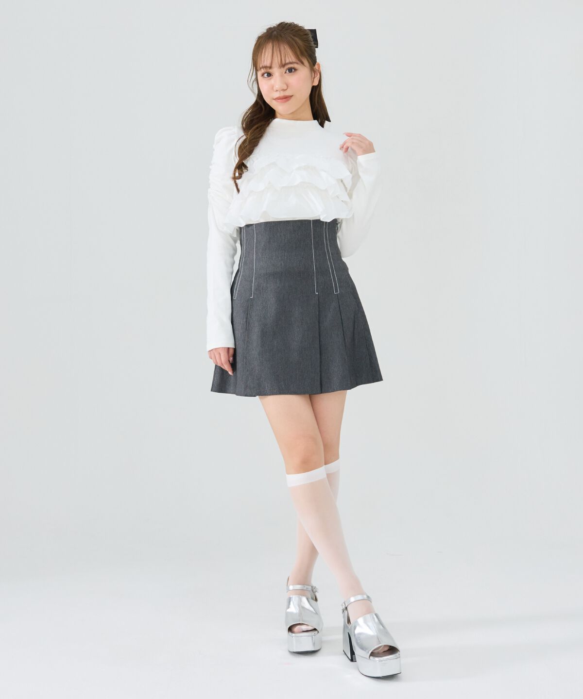 REDYAZEL「異素材フリルトップス」|Tシャツ・カットソー|