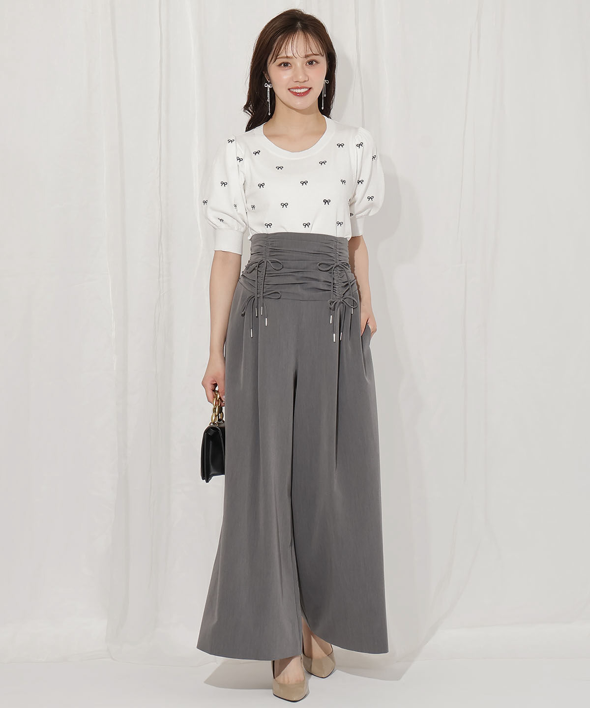 WILLSELECTION「ドロスト風リボンワイドパンツ」|その他|ﾁｬｺｰﾙｸﾞﾚｰ