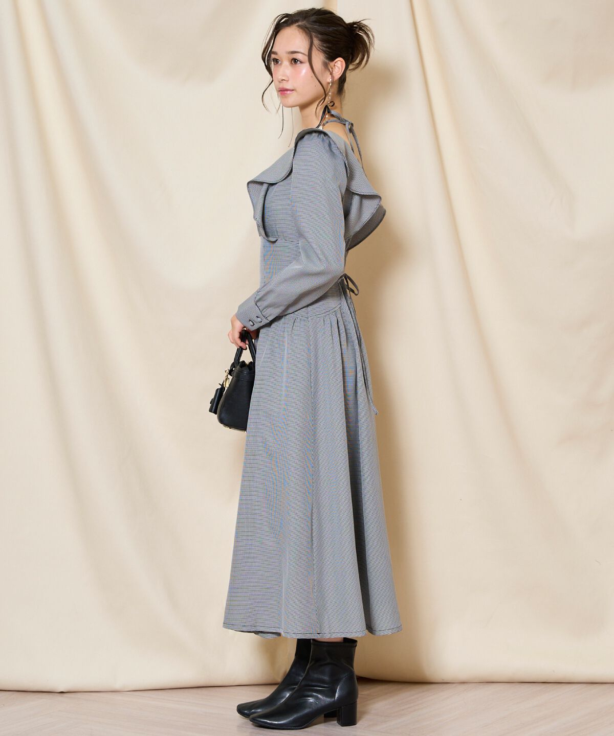 WILLSELECTION「ネックリボンギャザー切り替えワンピース」|ワンピース|