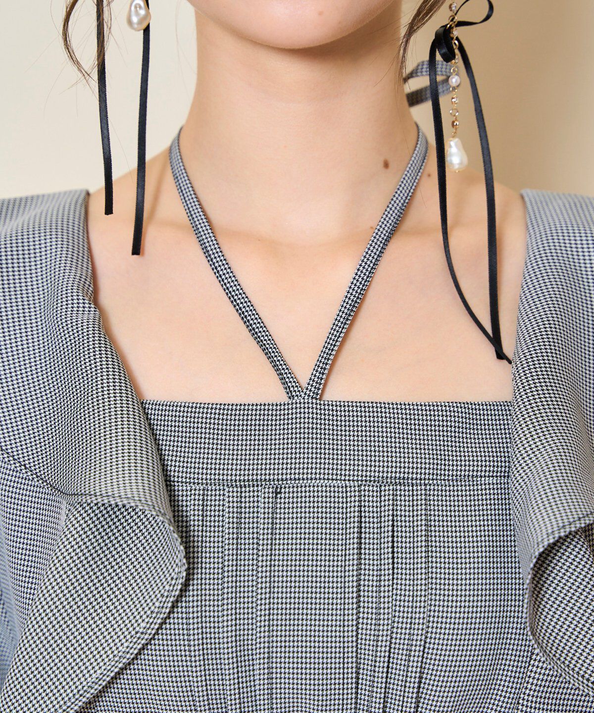 WILLSELECTION「ネックリボンギャザー切り替えワンピース」|ワンピース|