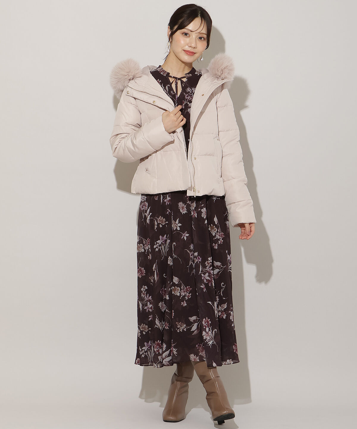 WILLSELECTION「フードファーペプラムショートダウン」|ダウン|