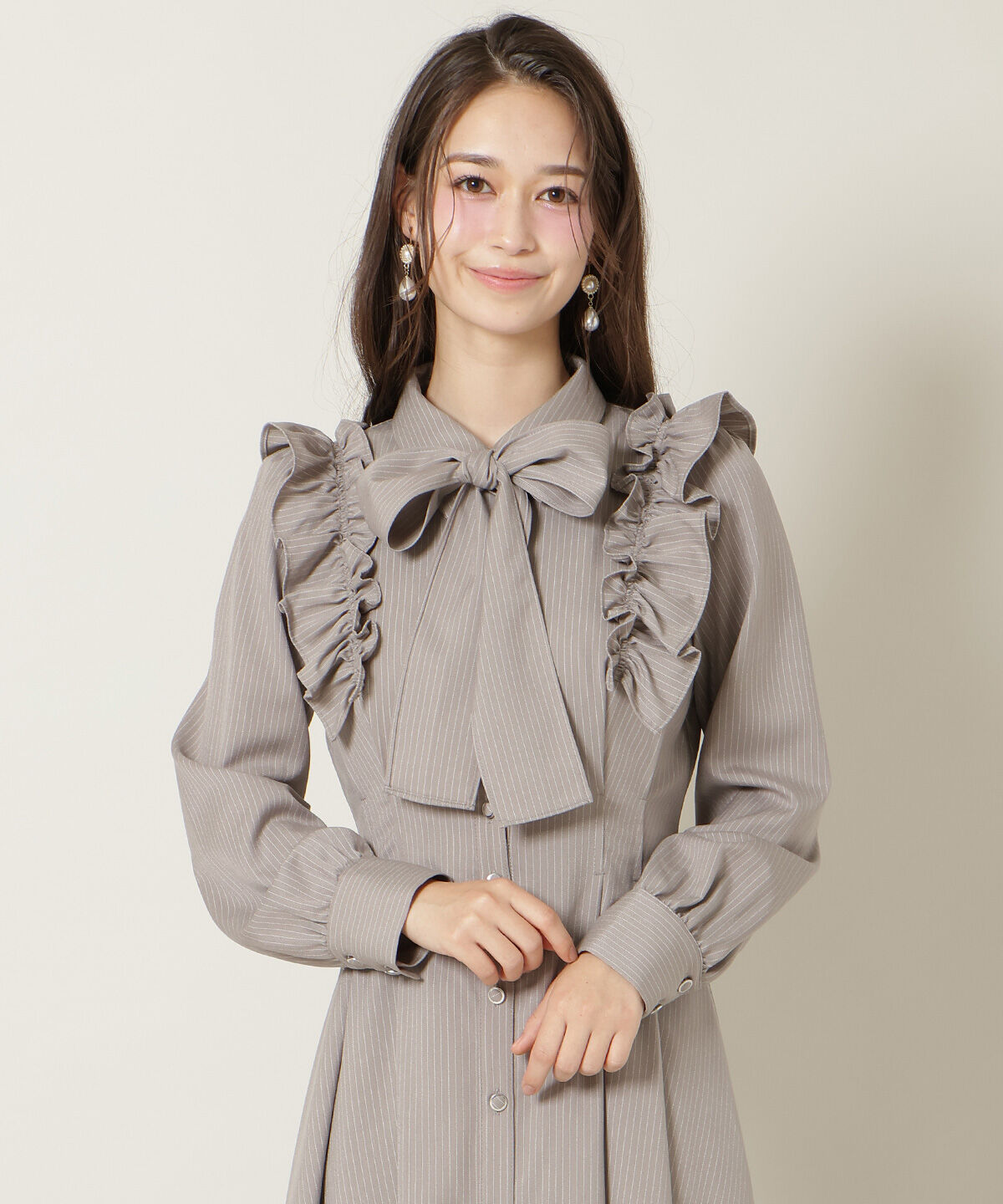 WILLSELECTION「ショルダーフリルリボンタイシャツワンピース」|ワンピース|