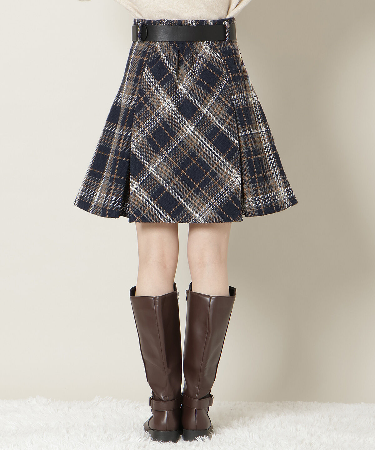 WILLSELECTION「ベルト付きツイードミニスカート」|フレア|