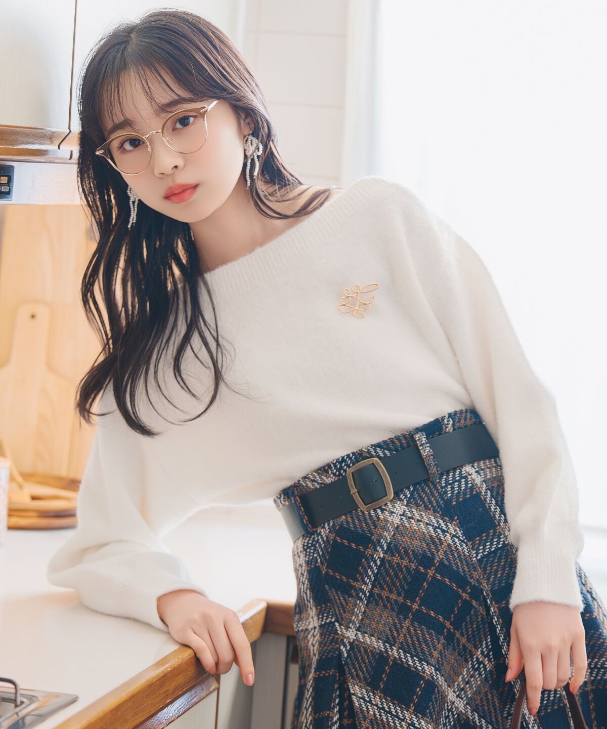 WILLSELECTION「ブローチ付きオフショルニット」|ニット・セーター|