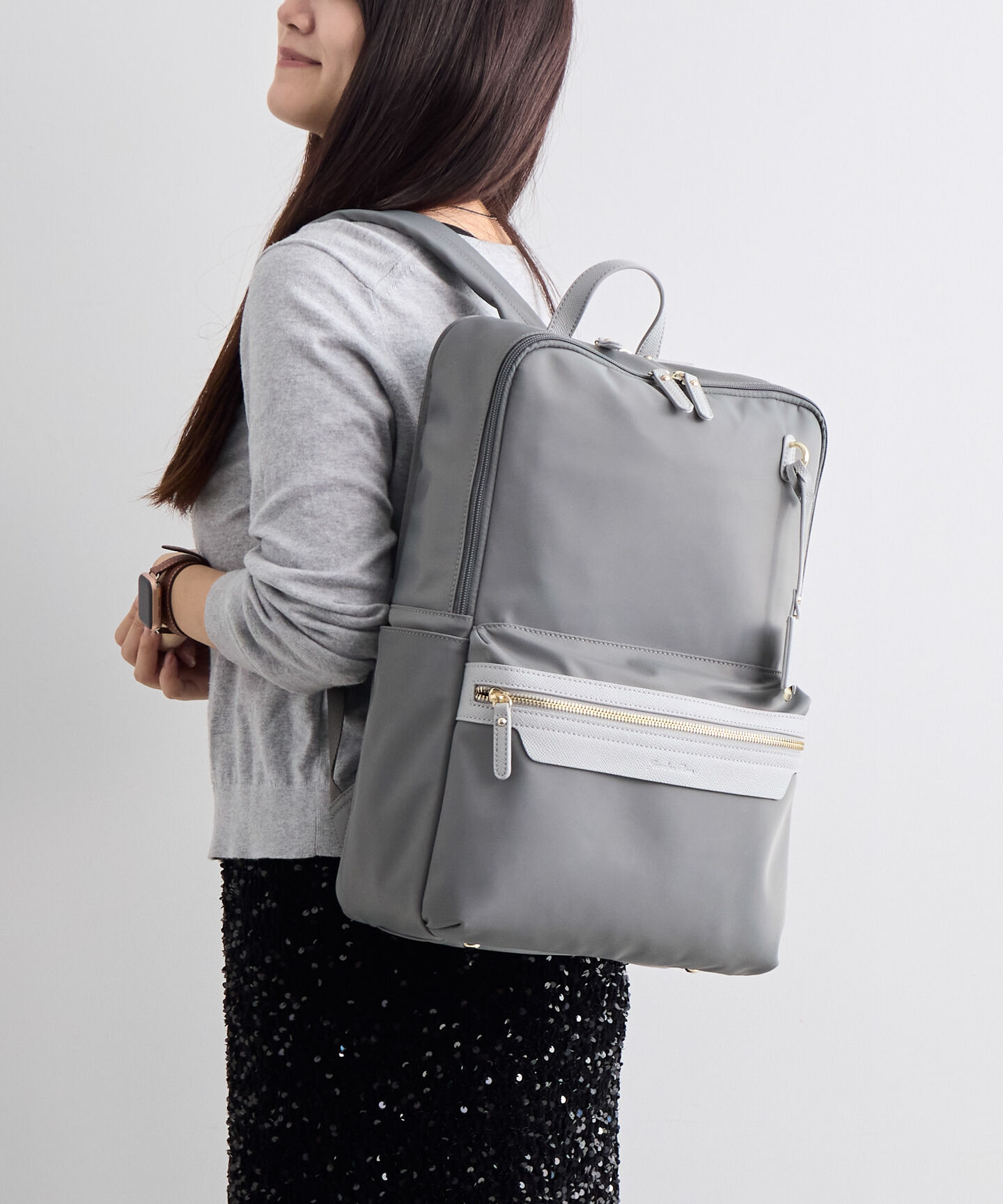 Jewelna Rose「ジュエルナローズ リモハピ リュックサック A4 PC収納 通勤  15.6インチ 10772」|リュック|グレー