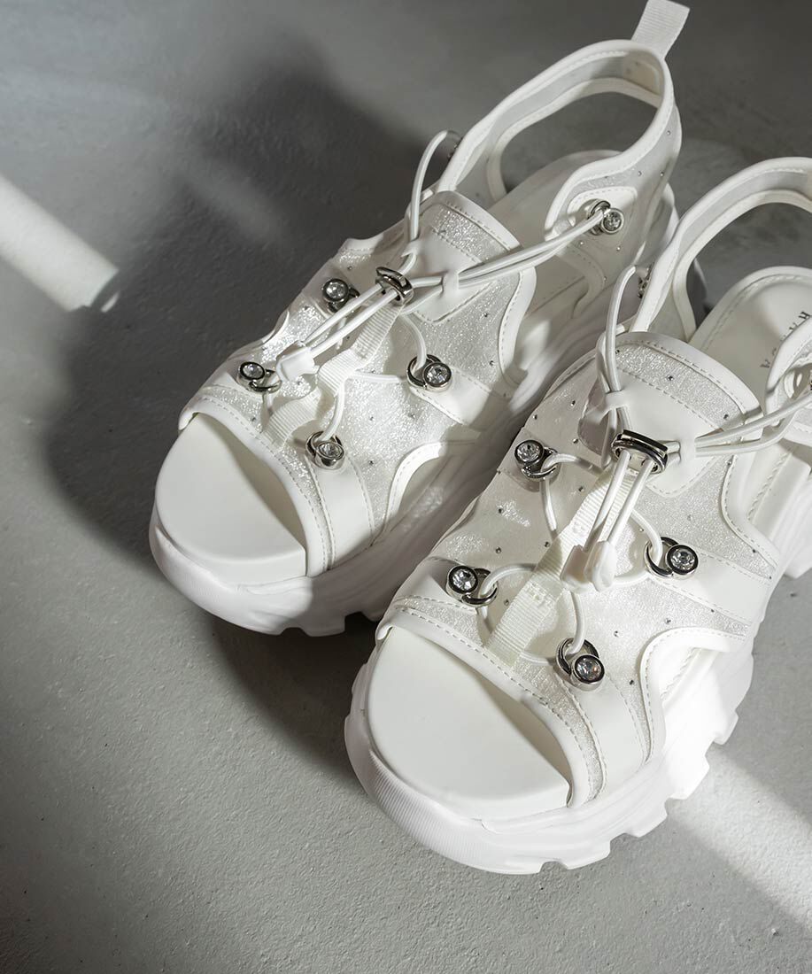  「ビジューパーツシアースポーツサンダル」|サンダル|