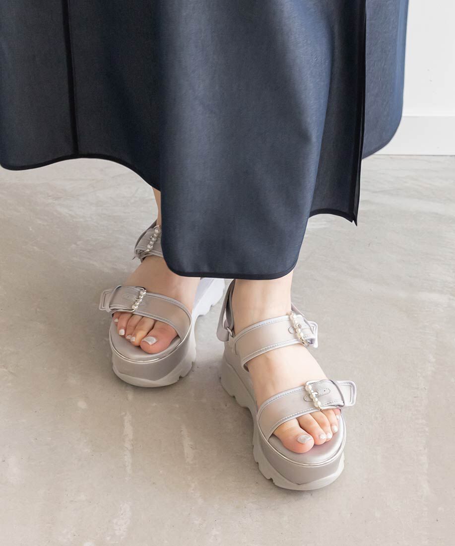  「パールバックルボリュームソールスポーツサンダル」|サンダル|