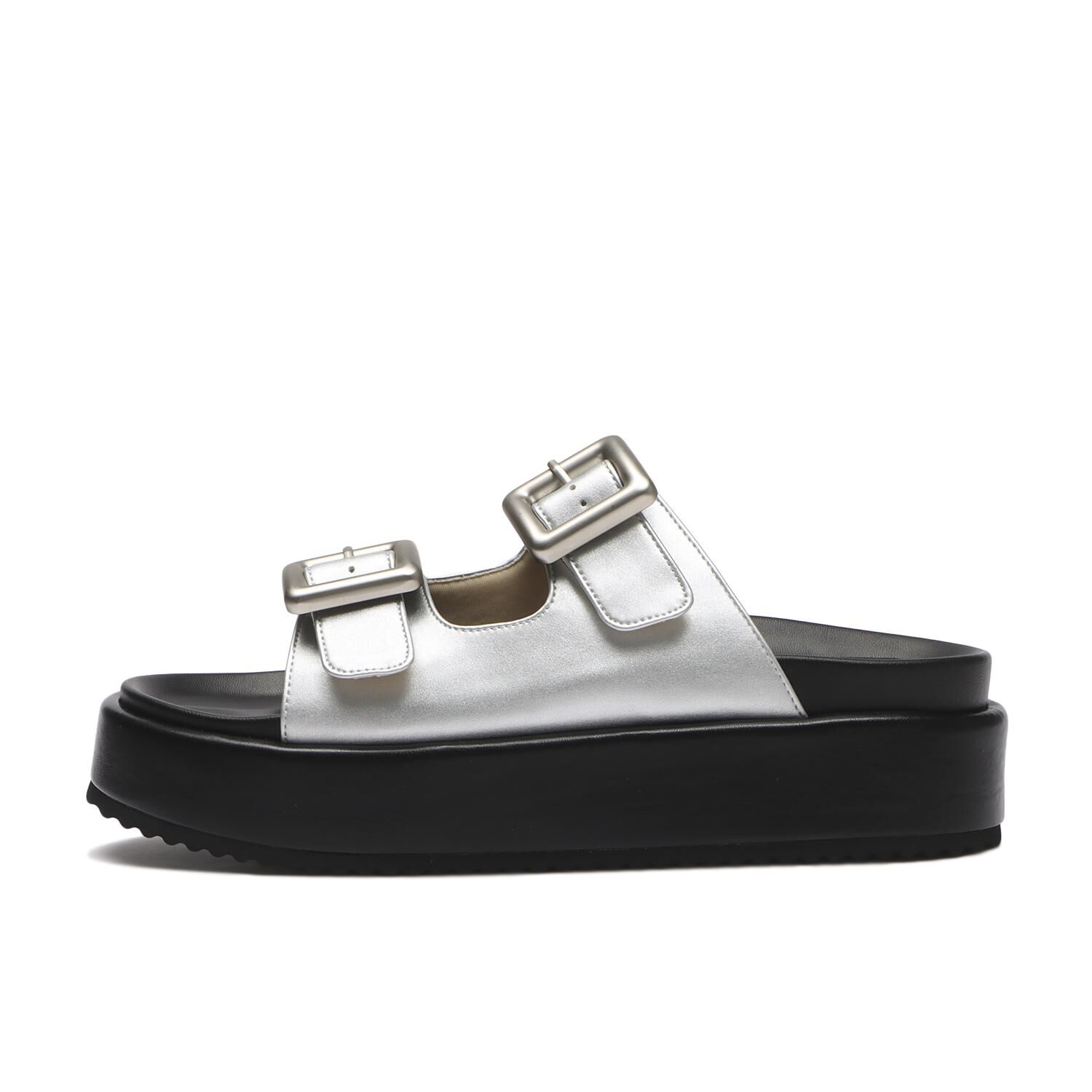 JOLI ENCORE「【JOLI ENCORE(FR)】DOUBLE BELT PLATFORM SANDALS」|サンダル|シルバー