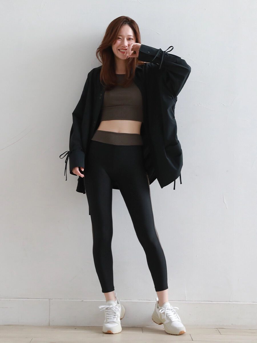 ALBOVE「リブ素材アクセントデザインレギンス」|スポーツ|