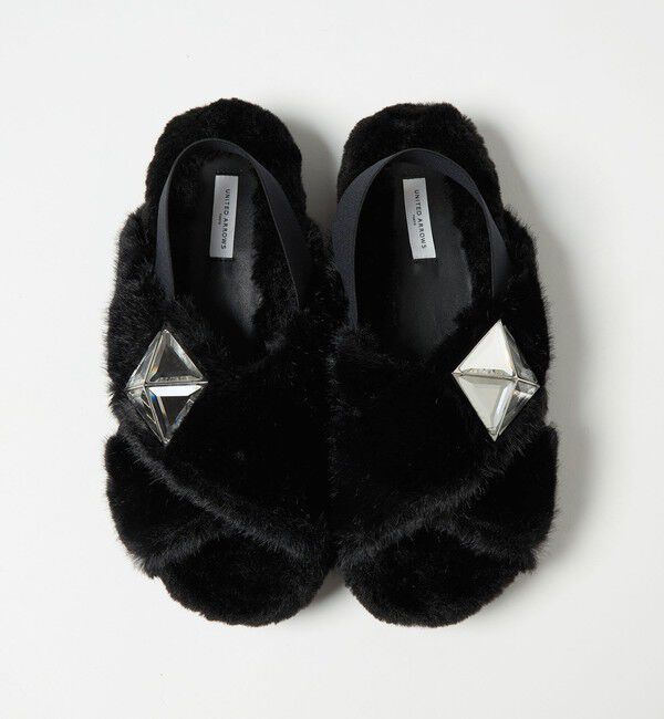 UNITED ARROWS「フェイクファークロス ビジュー サンダル」|サンダル|