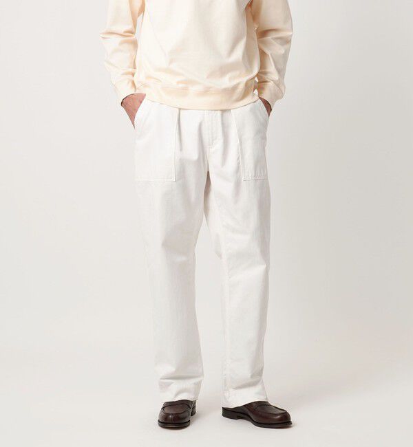 UNITED ARROWS「ヘリンボーン ファティーグパンツ」|チノ|WHITE
