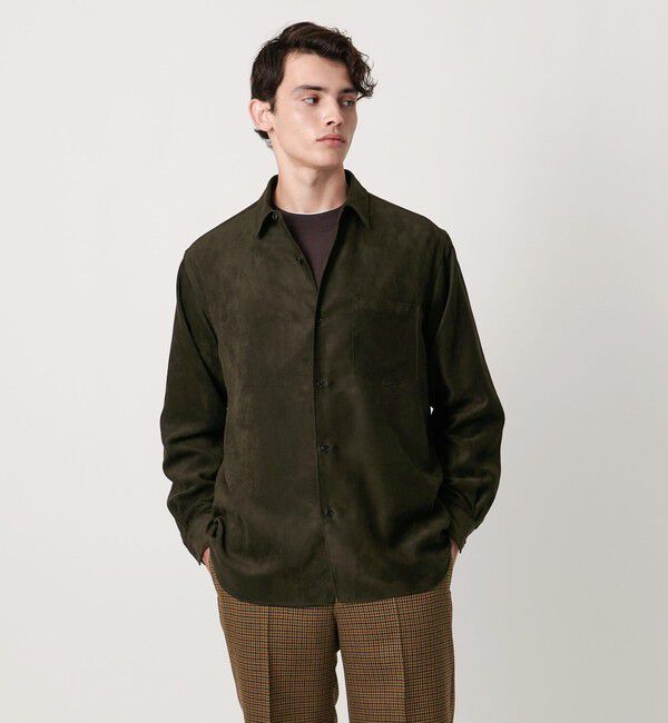 UNITED ARROWS「スエードライク レギュラーカラー オーバーシャツ」|シャツ・ブラウス|OLIVE