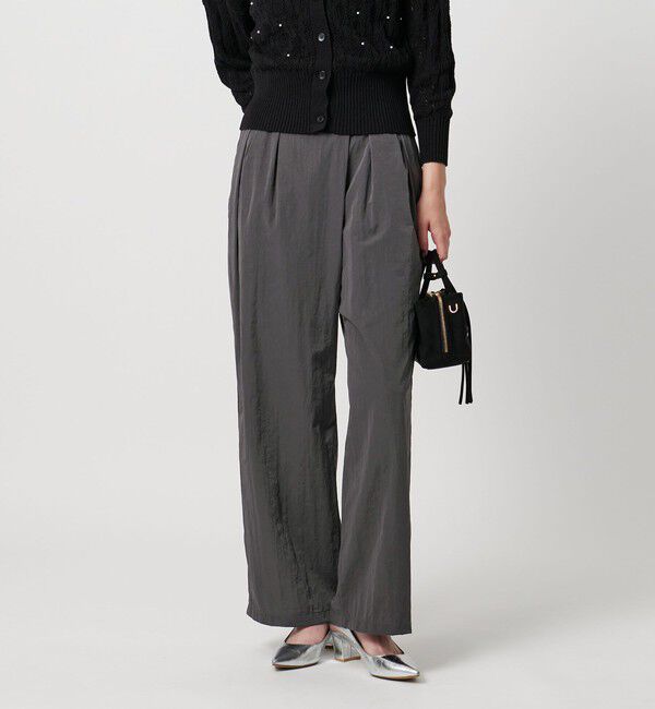 UNITED ARROWS「アシンメトリー タック ワイドパンツ はっ水 ウォッシャブル」|チノ|MD.GRAY